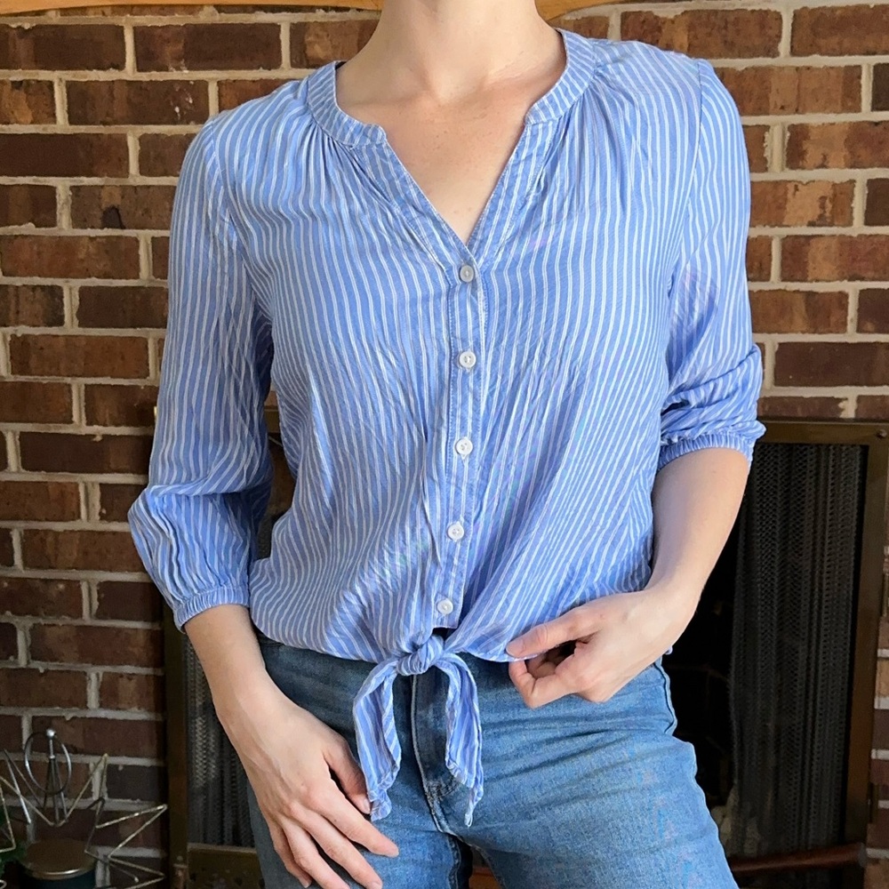 Women’s small striped button up blouse